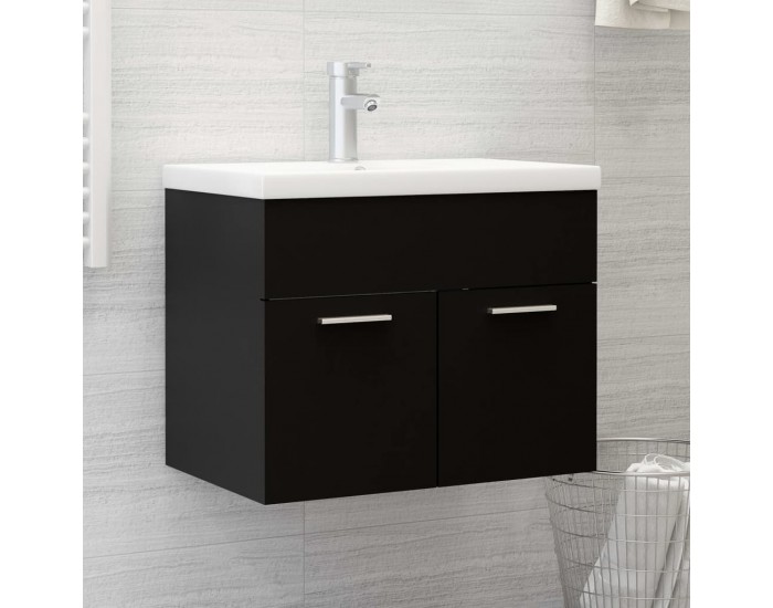 Sonata H Долен шкаф за мивка, черен, 60x38,5x46 см, инженерно дърво