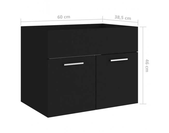 Sonata H Долен шкаф за мивка, черен, 60x38,5x46 см, инженерно дърво