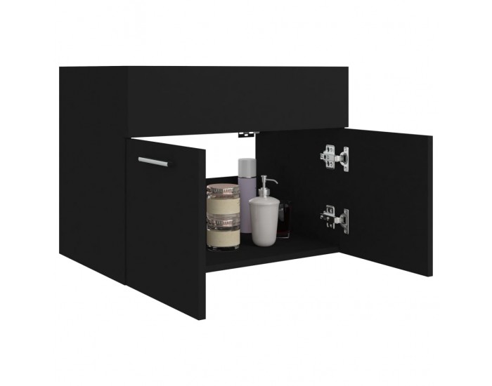 Sonata H Долен шкаф за мивка, черен, 60x38,5x46 см, инженерно дърво