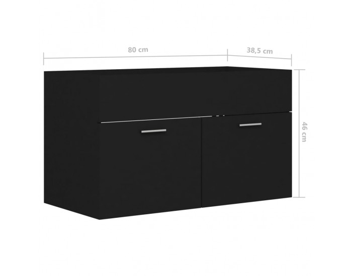 Sonata H Долен шкаф за мивка, черен, 80x38,5x46 см, инженерно дърво