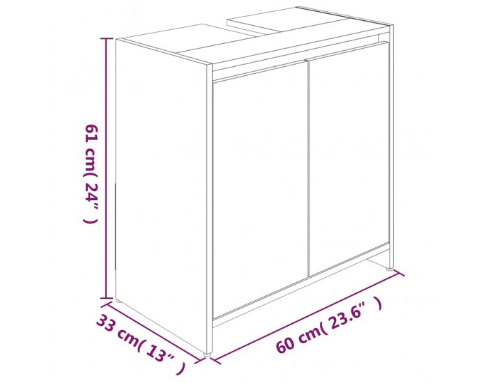 Sonata H Шкаф за баня, опушен дъб, 60x33x61 см, инженерно дърво