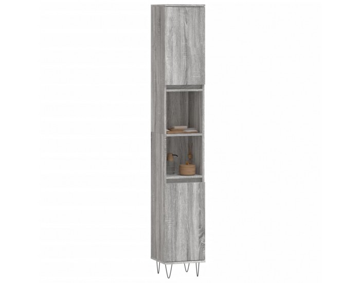 Sonata H Шкаф за баня, сив сонома, 30x30x190 см, инженерно дърво