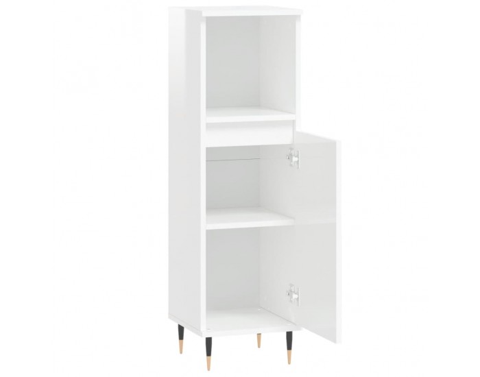 Sonata H Шкаф за баня, бял гланц, 30x30x100 см, инженерно дърво