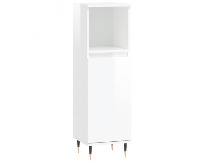 Sonata H Шкаф за баня, бял гланц, 30x30x100 см, инженерно дърво