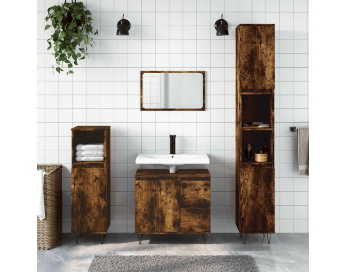 Sonata H Шкаф за баня, опушен дъб, 65x33x60 см, инженерно дърво