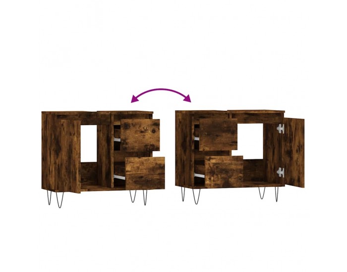 Sonata H Шкаф за баня, опушен дъб, 65x33x60 см, инженерно дърво