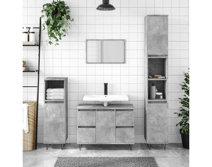 Sonata H Шкаф за баня, бетонно сив, 80x33x60 см, инженерно дърво