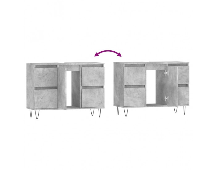 Sonata H Шкаф за баня, бетонно сив, 80x33x60 см, инженерно дърво