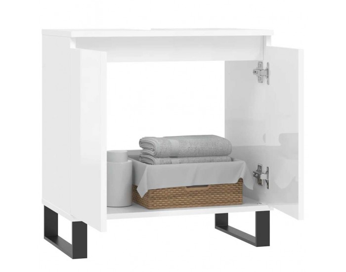 Sonata H Шкаф за баня, бял гланц, 58x33x60 см, инженерно дърво