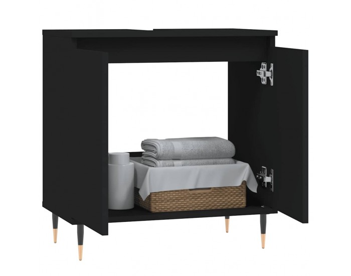 Sonata H Шкаф за баня, черен, 58x33x60 см, инженерно дърво