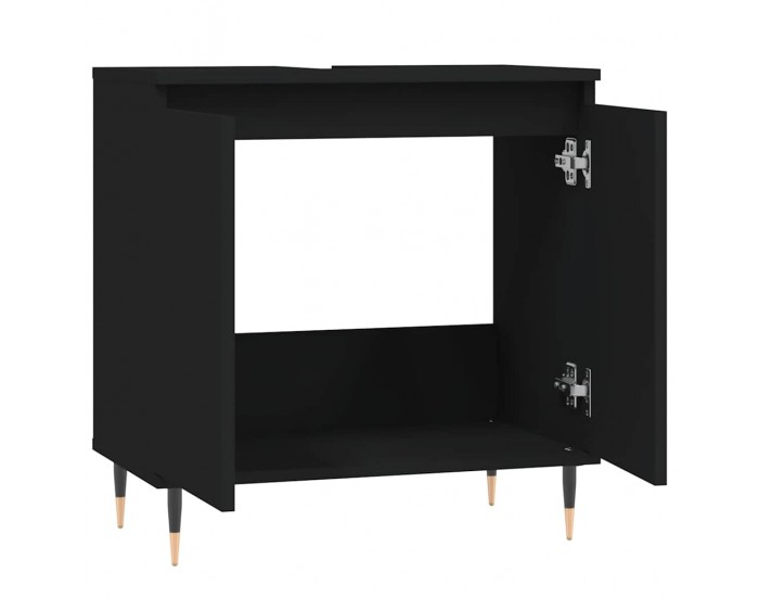 Sonata H Шкаф за баня, черен, 58x33x60 см, инженерно дърво