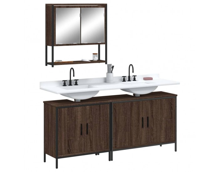 Sonata H Комплект мебели за баня от 3 части, кафяв дъб, инженерно дърво