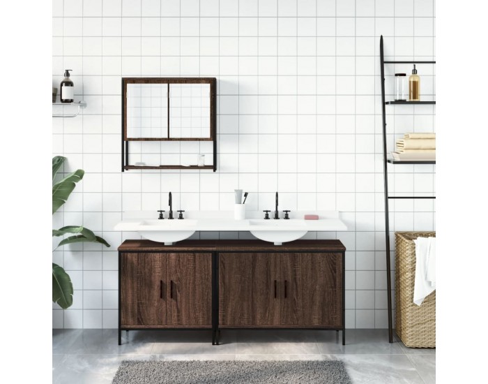 Sonata H Комплект мебели за баня от 3 части, кафяв дъб, инженерно дърво