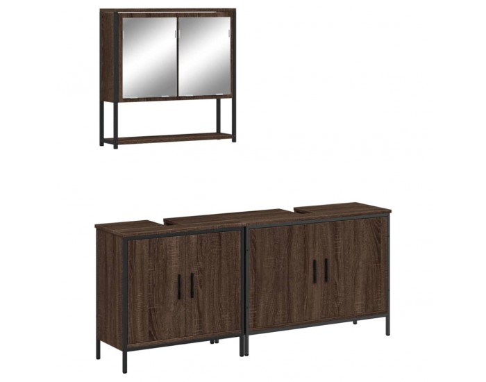 Sonata H Комплект мебели за баня от 3 части, кафяв дъб, инженерно дърво