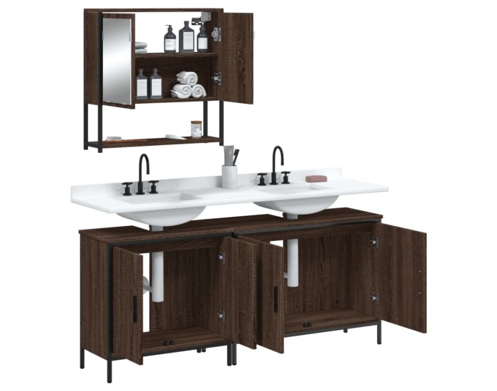 Sonata H Комплект мебели за баня от 3 части, кафяв дъб, инженерно дърво