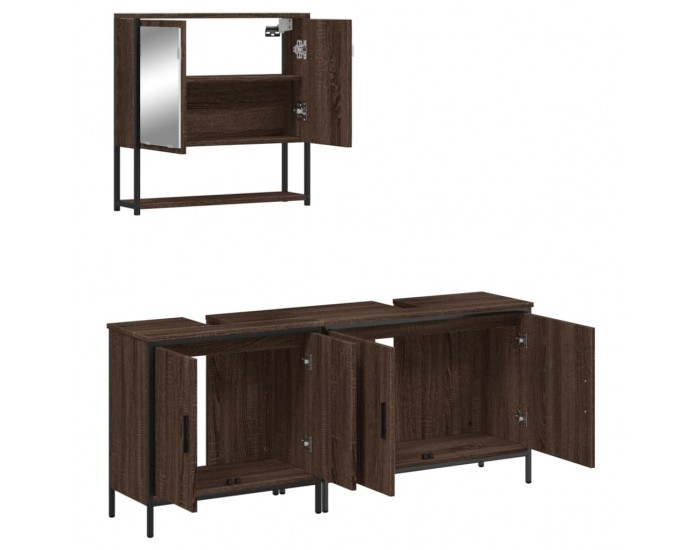 Sonata H Комплект мебели за баня от 3 части, кафяв дъб, инженерно дърво