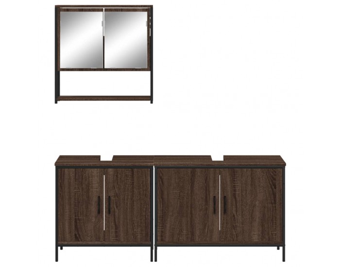 Sonata H Комплект мебели за баня от 3 части, кафяв дъб, инженерно дърво