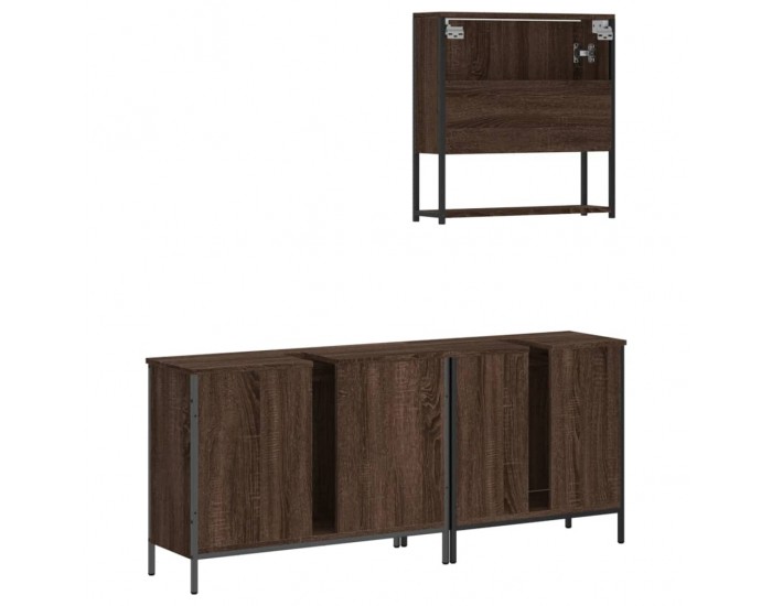 Sonata H Комплект мебели за баня от 3 части, кафяв дъб, инженерно дърво