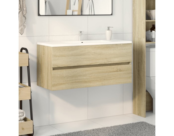 Sonata H Шкаф за мивка за баня дъб сонома 100x38,5x45 см инженерно дърво