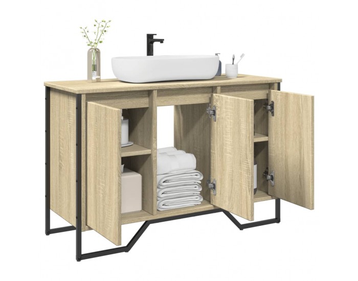 Sonata H Шкаф за мивка за баня, дъб сонома, 91x35x60 см, инженерно дърво