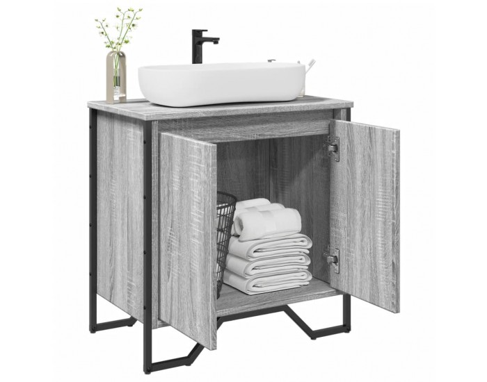 Sonata H Шкаф за мивка, сив сонома, 60x35x60 см, инженерно дърво