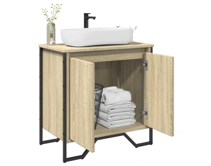 Sonata H Шкаф за мивка за баня, дъб сонома, 60x35x60 см, инженерно дърво