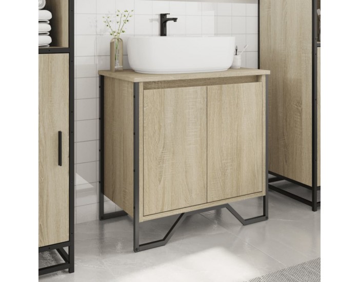 Sonata H Шкаф за мивка за баня, дъб сонома, 60x35x60 см, инженерно дърво