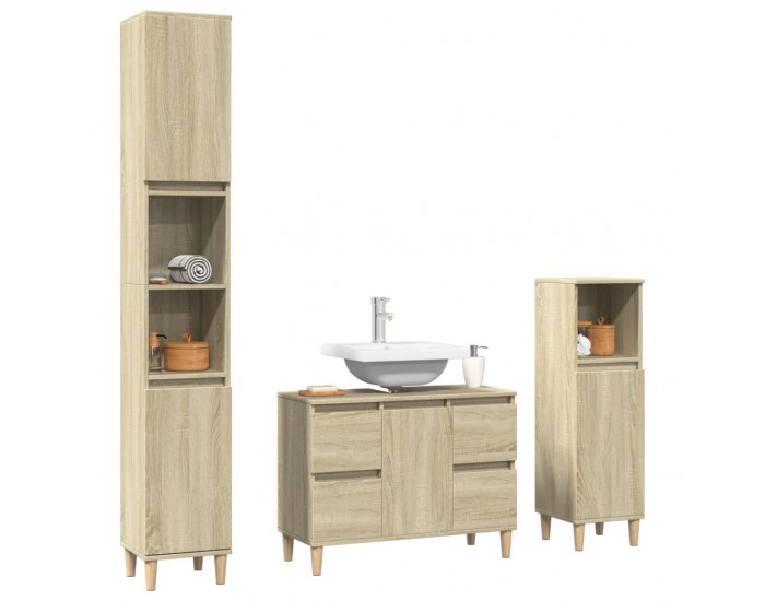 Sonata H Комплект шкафове за баня от 3 части дъб сонома инженерно дърво