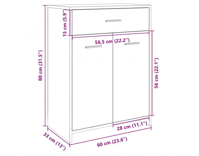 Sonata H Шкаф за баня, дъб сонома, 60x33x80 см, инженерно дърво