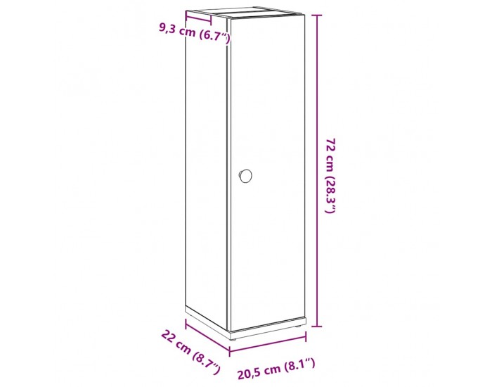 Sonata H Шкаф за баня с държач за ролки, бетонно сив, 20,5x22x72 см