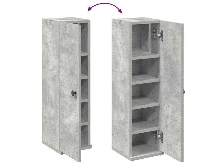 Sonata H Шкаф за баня с държач за ролки, бетонно сив, 20,5x22x72 см