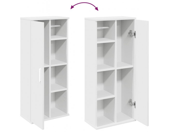 Sonata H Шкаф за баня с държач за ролки, бял, 39x22x90 см