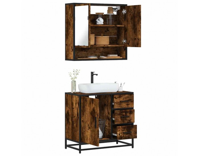 Sonata H Комплект мебели за баня от 2 части, опушен дъб, инженерно дърво