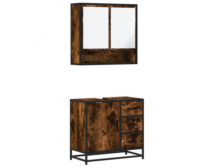 Sonata H Комплект мебели за баня от 2 части, опушен дъб, инженерно дърво