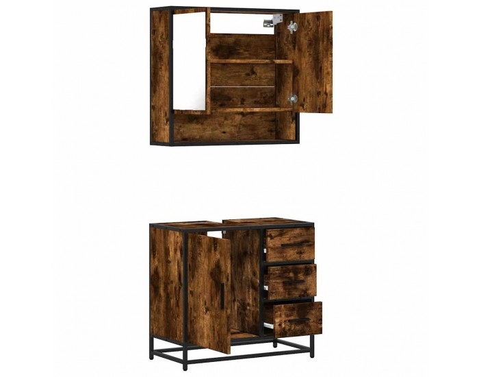 Sonata H Комплект мебели за баня от 2 части, опушен дъб, инженерно дърво