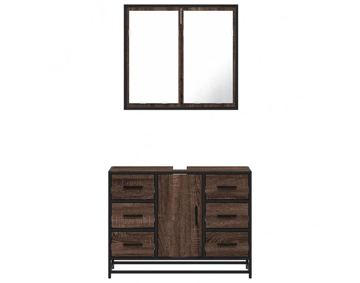 Sonata H Комплект мебели за баня от 2 части, кафяв дъб, инженерно дърво