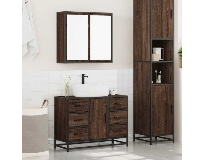 Sonata H Комплект мебели за баня от 2 части, кафяв дъб, инженерно дърво