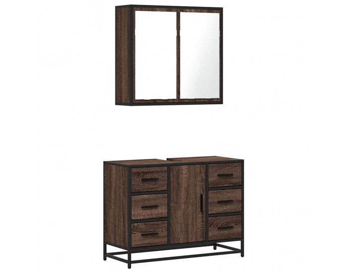 Sonata H Комплект мебели за баня от 2 части, кафяв дъб, инженерно дърво