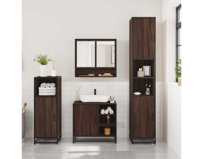 Sonata H Комплект мебели за баня от 3 части, кафяв дъб, инженерно дърво