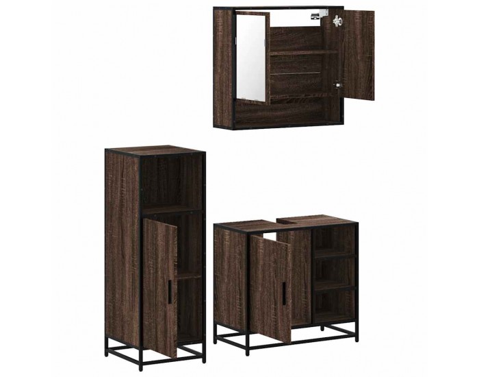 Sonata H Комплект мебели за баня от 3 части, кафяв дъб, инженерно дърво