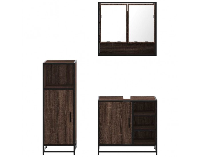 Sonata H Комплект мебели за баня от 3 части, кафяв дъб, инженерно дърво