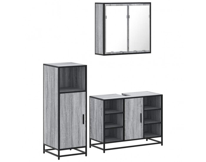 Sonata H Комплект мебели за баня от 3 части сив сонома инженерно дърво