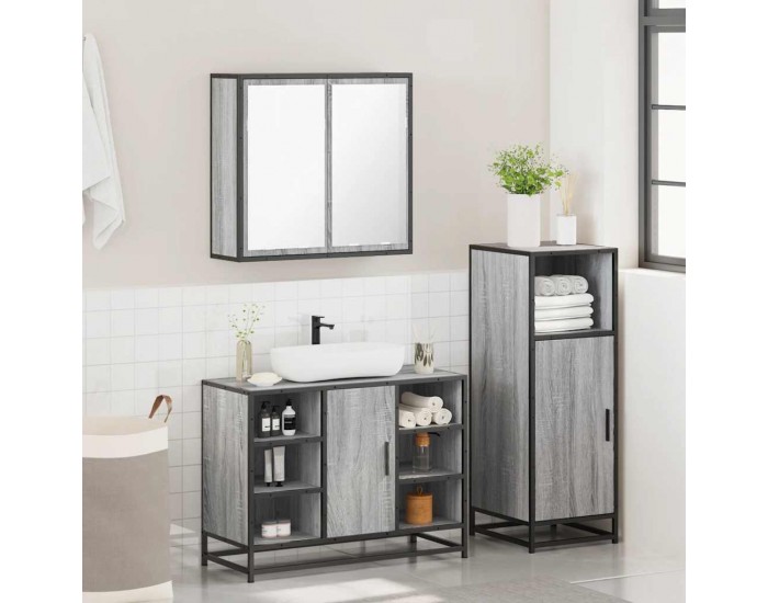 Sonata H Комплект мебели за баня от 3 части сив сонома инженерно дърво