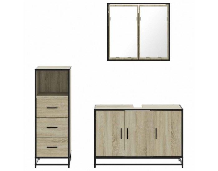 Sonata H Комплект шкафове за баня от 3 части дъб сонома инженерно дърво