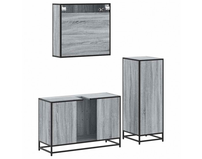 Sonata H Комплект мебели за баня от 3 части сив сонома инженерно дърво