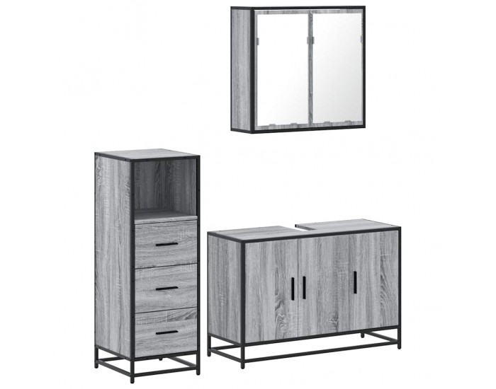 Sonata H Комплект мебели за баня от 3 части сив сонома инженерно дърво