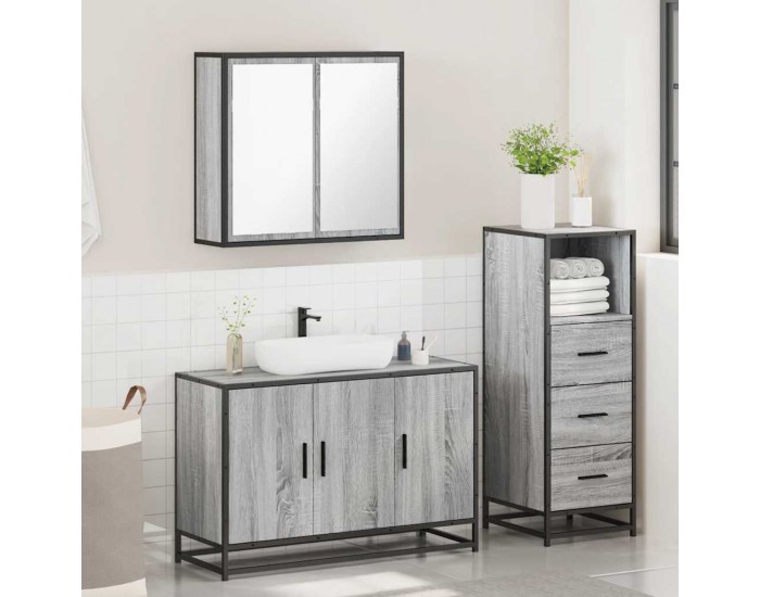 Sonata H Комплект мебели за баня от 3 части сив сонома инженерно дърво