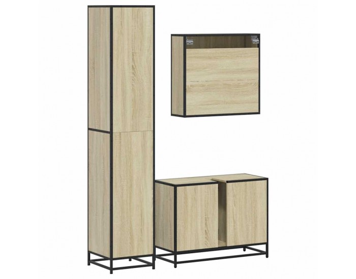 Sonata H Комплект шкафове за баня от 3 части дъб сонома инженерно дърво