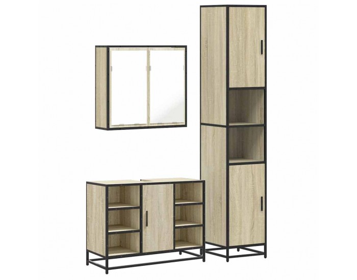 Sonata H Комплект шкафове за баня от 3 части дъб сонома инженерно дърво