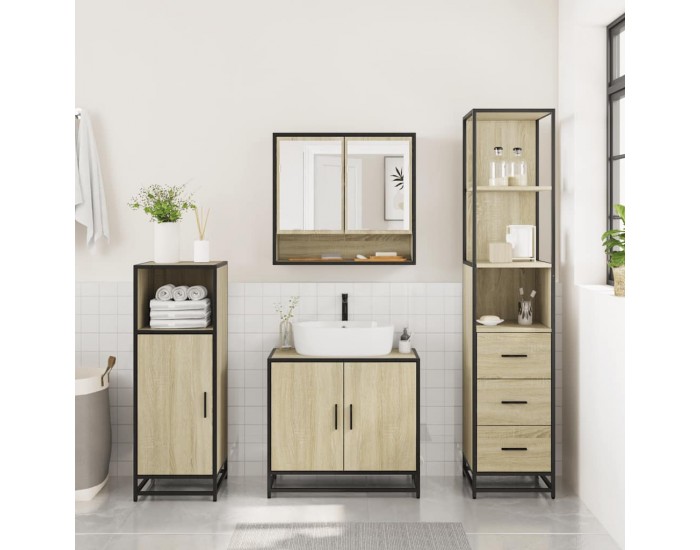 Sonata H Комплект шкафове за баня от 3 части дъб сонома инженерно дърво